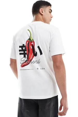 Only & Sons Oversized fit t-shirt with chili pepper back print in white