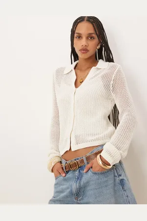 Abercrombie & Fitch Crochet button up cardigan in