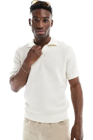 Only & Sons Knit polo in cream