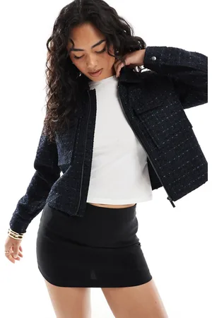 ONLY Zip up boucle cropped jacket in
