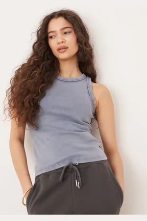 Abercrombie & Fitch Vintage ribbed crew neck tank top in washed blue