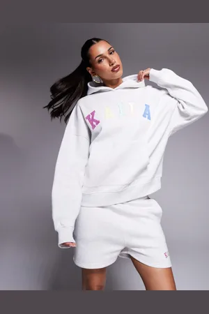 Kaiia Embroidered rainbow logo oversized hoodie in heather - part of a set