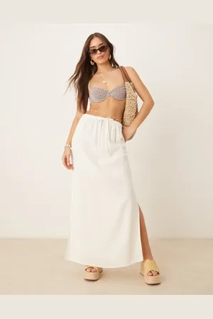 JDY Linen mix maxi skirt in