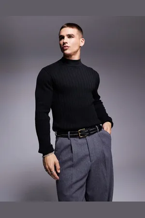 ASOS Essential muscle fit knit rib turtleneck sweater in