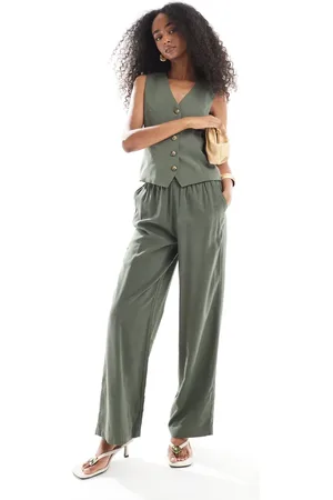 ONLY Tailored twill pull-on pants in khaki - part of a set