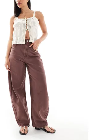 ASOS High waisted barrel leg jeans in chocolate