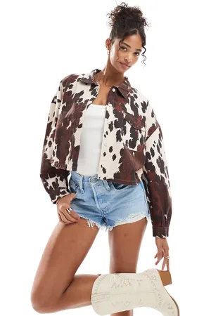 ONLY Boxy shirt in cow print