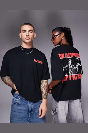ASOS Unisex boxy oversized t-shirt with Pulp Fiction prints in