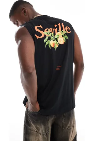 Only & Sons Oversized tank top with Seville back print in black