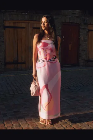 Abercrombie & Fitch Satin strapless maxi dress in floral