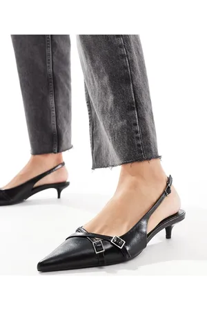 Pull&Bear Slingback kitten heels with buckle detail in