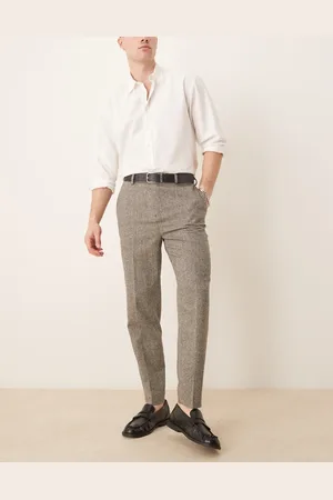 ASOS Tapered fit wool mix dress pants in charcoal