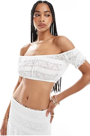 Pull&Bear Lace off the shoulder top in - part of a set