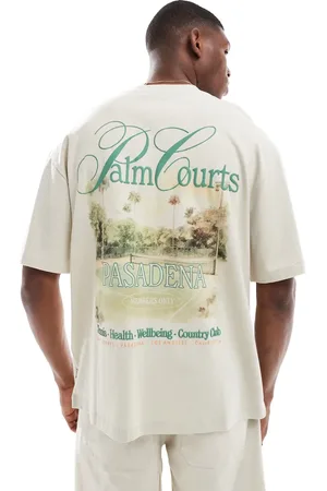 Only & Sons Oversized T-shirt with courts back print in beige