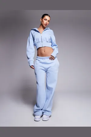 Kaiia Embroidered logo wide leg sweatpants in light - part of a set