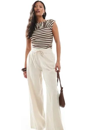 ONLY Wide leg linen look pants in beige