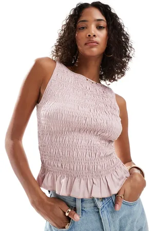 Stradivarius Ruched tiered detail top in light