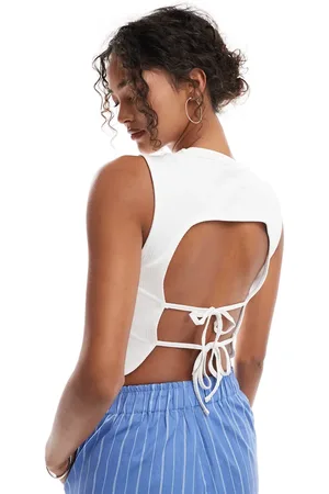 ONLY Open back sleeveless ribbed top in
