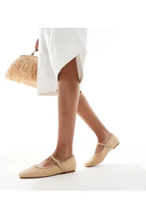SEQWL Ballet shoes with buckle in raffia natural