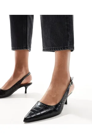 SEQWL Pointed sling back kitten heeled shoes in