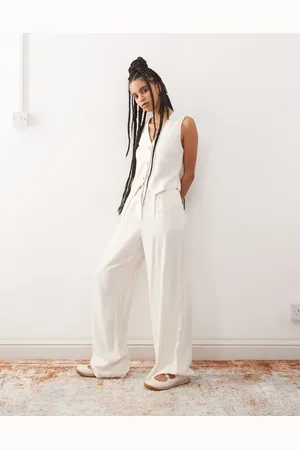 Reclaimed Mensy wide leg pants in linen blend in