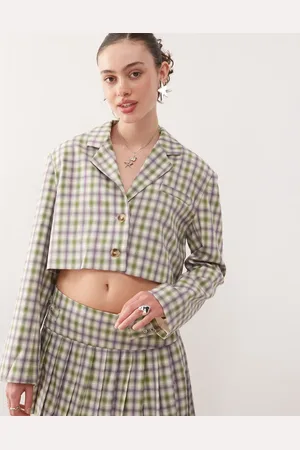 COLLUSION Tailored 90s crop blazer in check - part of a set