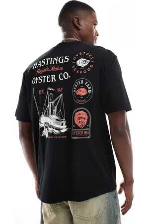 Only & Sons Oversized fit T-shirt with oyster back print in black