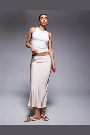 River Island Satin bias maxi skirt in