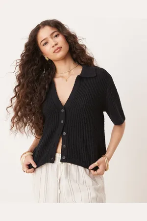 Abercrombie & Fitch Short sleeve crochet cardigan in