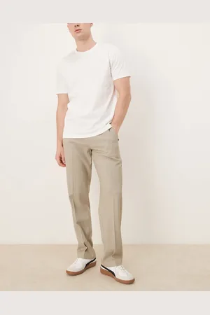 ASOS Smart straight leg pants with side adjusters in light stone melange