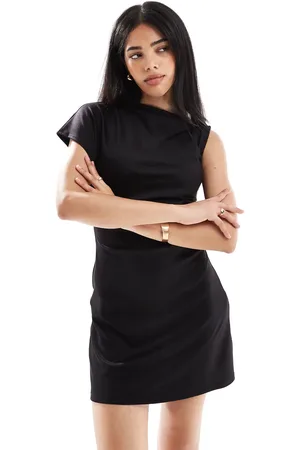 ASOS Asymmetric sleeve high neck mini dress in
