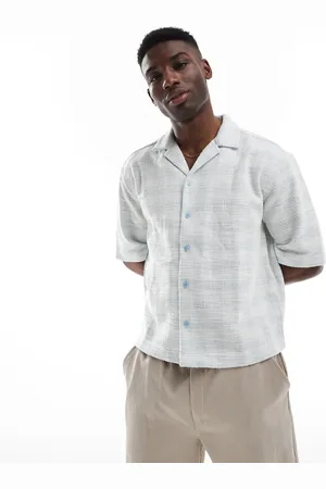 Only & Sons Relaxed fit textured shirt in light blue plaid