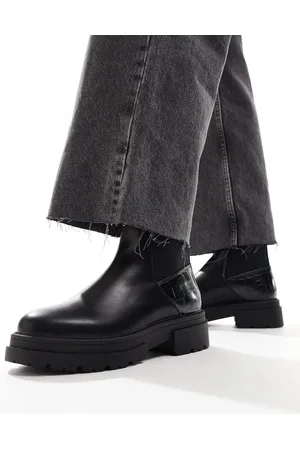 SEQWL Ankle boots with croc detail in