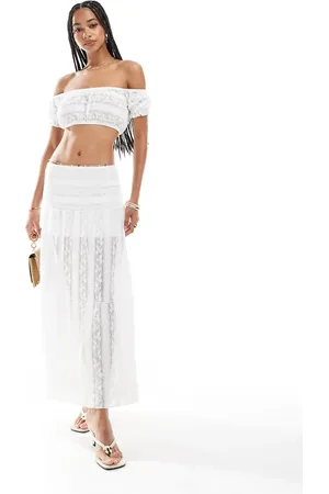 Pull&Bear Lace tiered maxi skirt in - part of a set
