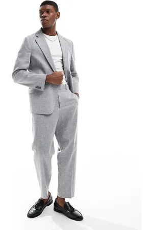 ASOS Relaxed tapered fit linen cotton suit pants in