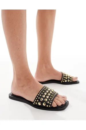 SEQWL Honeysuckle flat sandals with studded strap in