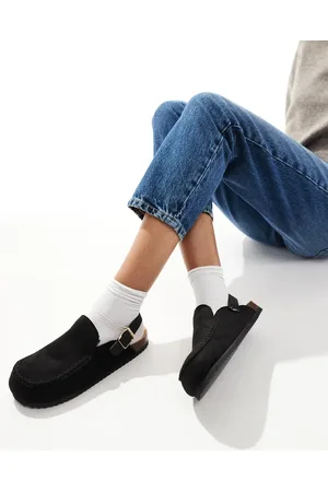 SEQWL Faux fur lined slingback clogs in