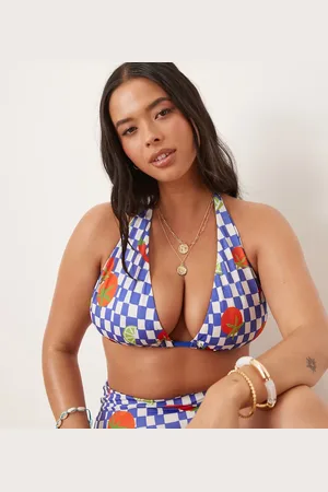 ASOS ASOS DESIGN Curve Lucy chilli high apex triangle bikini top