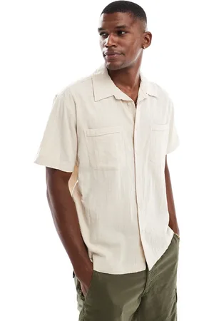 Only & Sons Short sleeve resort collar shirt in beige