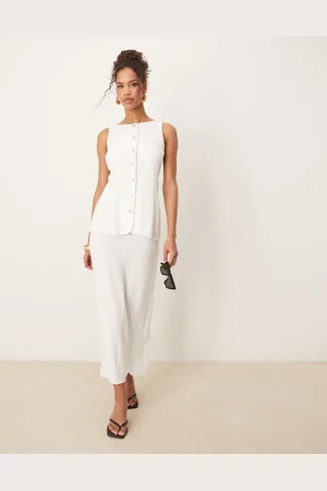 ASOS Linen mix vest detail midi dress in