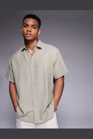 ADPT. Oversized short sleeve shirt in cream