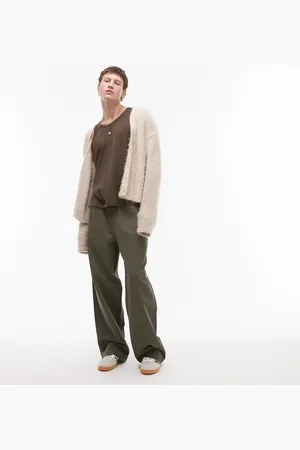 Topman Baggy fit chino twill pants in khaki