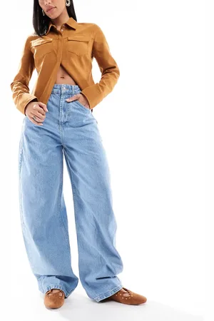 ASOS Denim high waisted barrel jeans in light wash