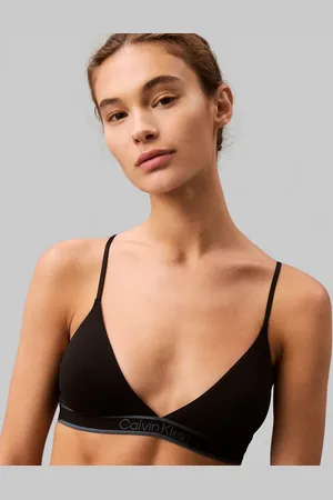 Calvin Klein Tonal Logo Cotton triangle bralet with logo taping in