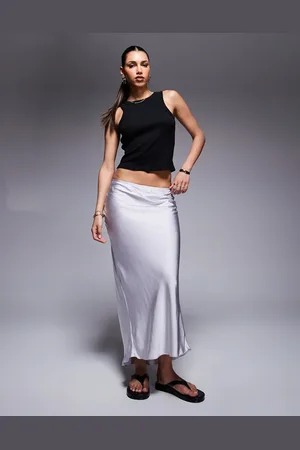 River Island Satin bias maxi skirt in