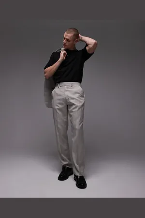 Topman Straight suit pants in stone