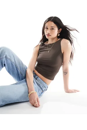 Stradivarius STR slash neck sculpt tank top in