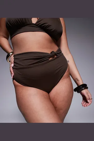 ASOS ASOS DESIGN Curve Nina knot bikini bottom in chocolate