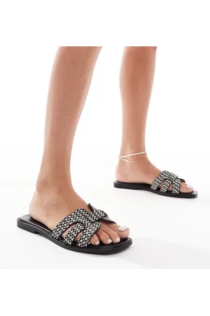 SEQWL SEQWL Stork Wide Fit flat sandals in raffia