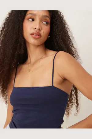Gina Tricot Strappy slim fit tank top in dark blue